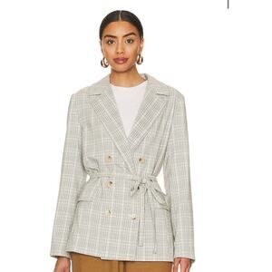 FREE PEOPLE Olivia Plaid Blazer in Natural Plaid Combo Size XS NWT